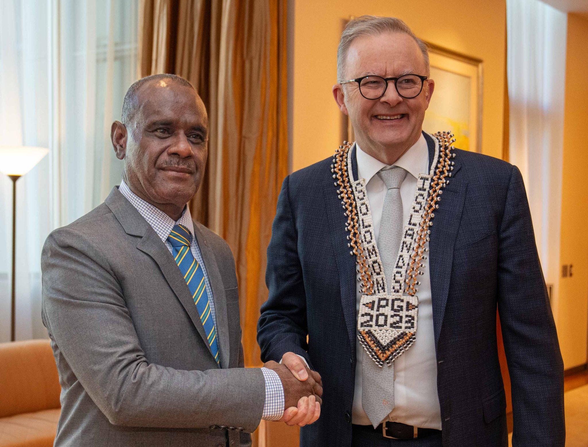 Australia Prime Minister Anthony Albanese and Solomon Islands Prime Minister Jeremiah Manele in Canberra.